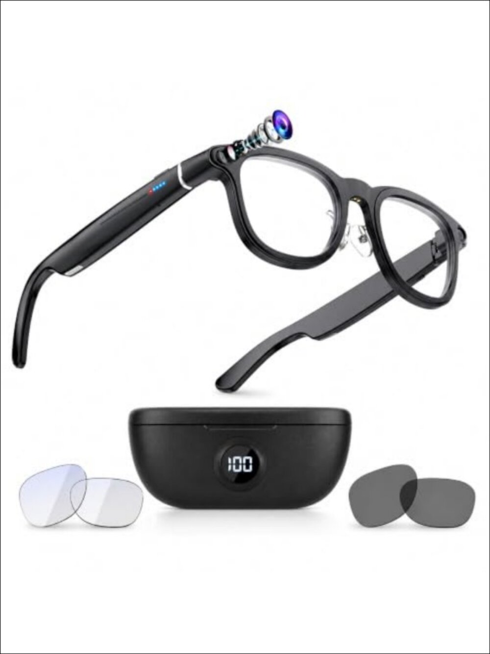 Smart Glasses 4K Camera AI Translation Open-Ear Audio BT Calls 8MP OIS 3600mAh